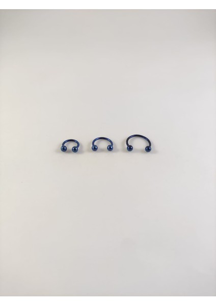 316L Cerrahi Çelik Üçlü Set  6-8-10 mm Top Uçlu Dark Blue Septum Piercing