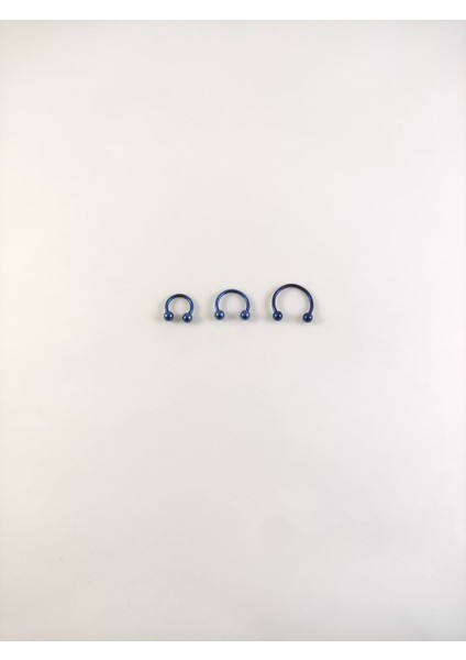 316L Cerrahi Çelik Üçlü Set  6-8-10 mm Top Uçlu Dark Blue Septum Piercing