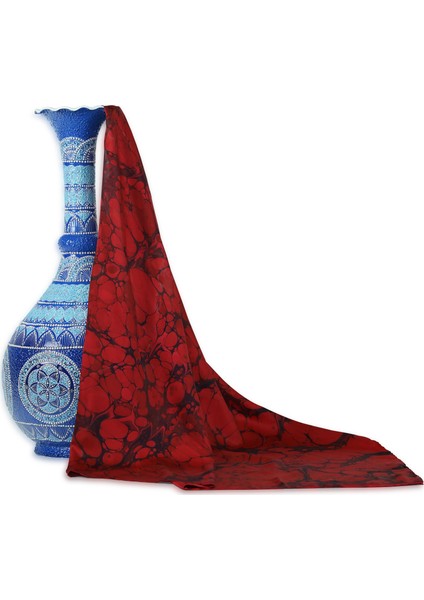 EL İŞÇİLİĞİ KADIN RENKLİ EBRU EŞARP 90*90 cm - E0068