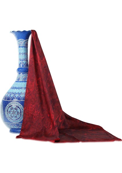 EL İŞÇİLİĞİ KADIN RENKLİ EBRU EŞARP 90*90 cm - E0084