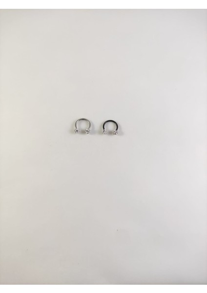 316L Cerrahi Çelik Iki Adetlik 8 mm Shambala Taşlı Septum Piercing Set