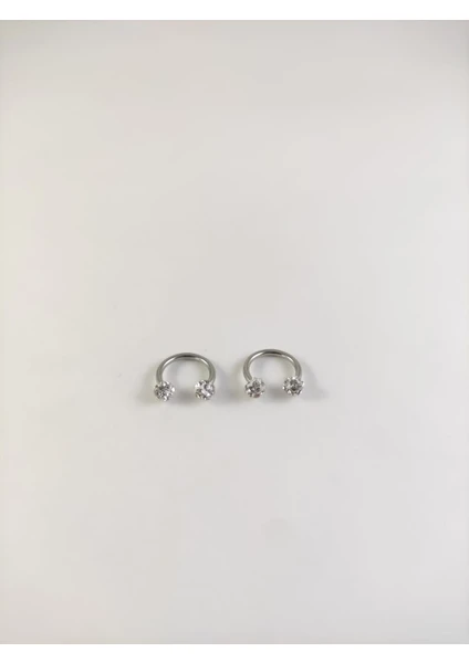 316L Cerrahi Çelik Ikili 8 mm Shambala Taşlı Septum Piercing Set