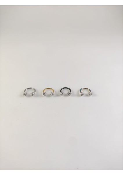 316L Cerrahi Çelik Dörtlü 8mm Shambala Taşlı Septum Piercing Set