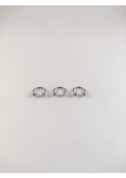 316L Cerrahi Çelik Üçlü Set 8mm Shambala Taşlı Septum Piercing
