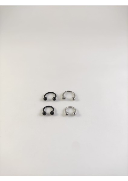 316L Cerrahi Çelik Iki Renk Dörtlü Set 6-8 mm Top Uçlu Septum Piercing