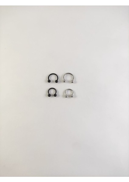 316L Cerrahi Çelik Iki Renk Dörtlü Set 6-8 mm Top Uçlu Septum Piercing