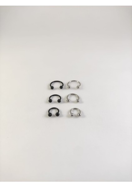 316L Cerrahi Çelik, 6 Adet Piercing Set, 6 mm 8mm 10 mm Top Uçlu Halka Septum Piercing, 3 Adet Gold, 3 Adet Silver