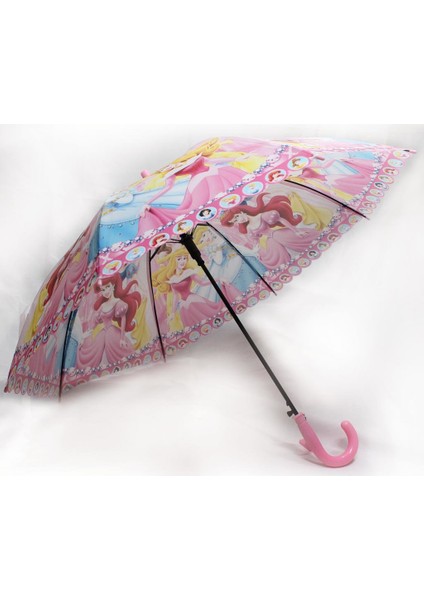 Disney Prensesler Temalı Pembe Saplı Düdüklü Çocuk Şemsiye