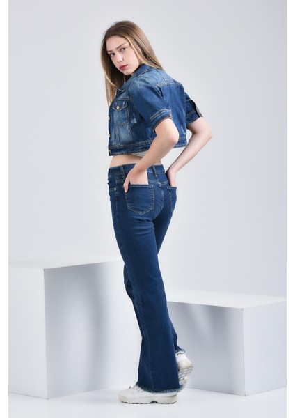 Kadın Hemley İspanyol Ultra Likra Jean Pantolon Wth Premium - Koyu Mavi