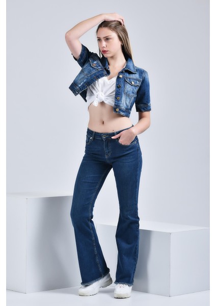 Kadın Hemley İspanyol Ultra Likra Jean Pantolon Wth Premium - Koyu Mavi