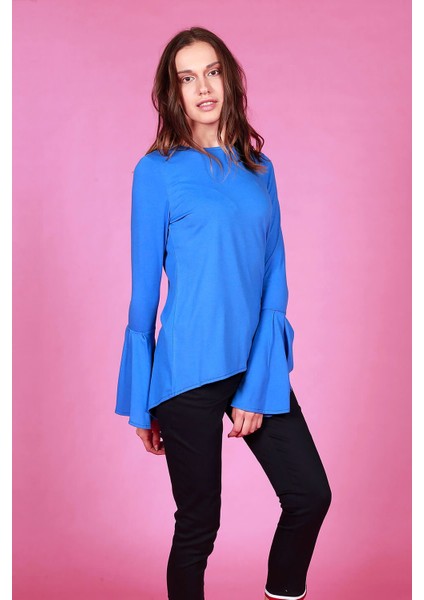 Kadın Saks Kolları Volanlı - T-Shirt modelleri