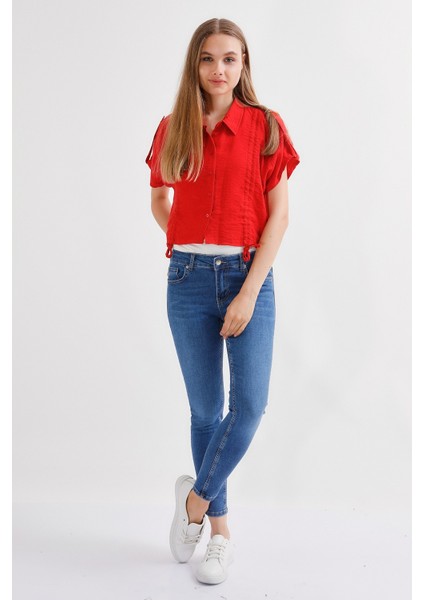 Kadın Skinny Ultra Likra Jean Pantolon Wth Gold - Koyu Mavi