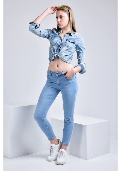 Kadın Wendy Skinny Ultra Likra Jean Pantolon Wth Gold - Açık Mavi modelleri