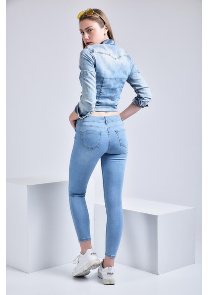 Kadın Wendy Skinny Ultra Likra Jean Pantolon Wth Gold - Açık Mavi fırsatları