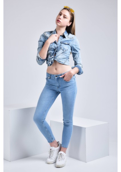 Kadın Wendy Skinny Ultra Likra Jean Pantolon Wth Gold - Açık Mavi indirimleri