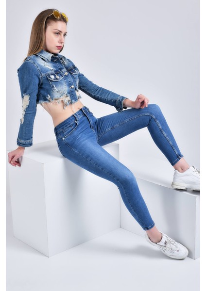 Kadın Wendy Skinny Ultra Likra Jean Pantolon Wth Gold - Koyu Mavi modelleri