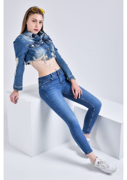 Kadın Wendy Skinny Ultra Likra Jean Pantolon Wth Gold - Koyu Mavi indirimleri