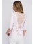 8129314 V Yaka Sırtı Tül Dantel Bağlamalı Kolucu Güpür Bluz 2
