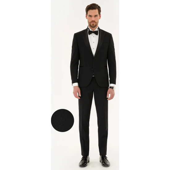 Pierre Cardin Siyah Ekstra Slim Fit Yelekli Smokin Takım 50220559-VR046