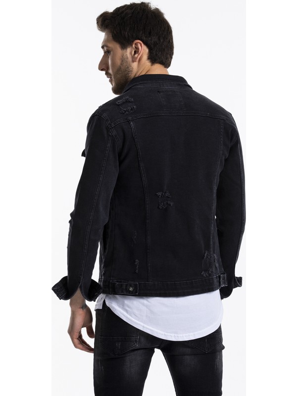 Erkek Skinny Fit Astarli Yirtik Kot Pantolon Siyah Mylife Moda Senin Hayatin Senin Tarzin