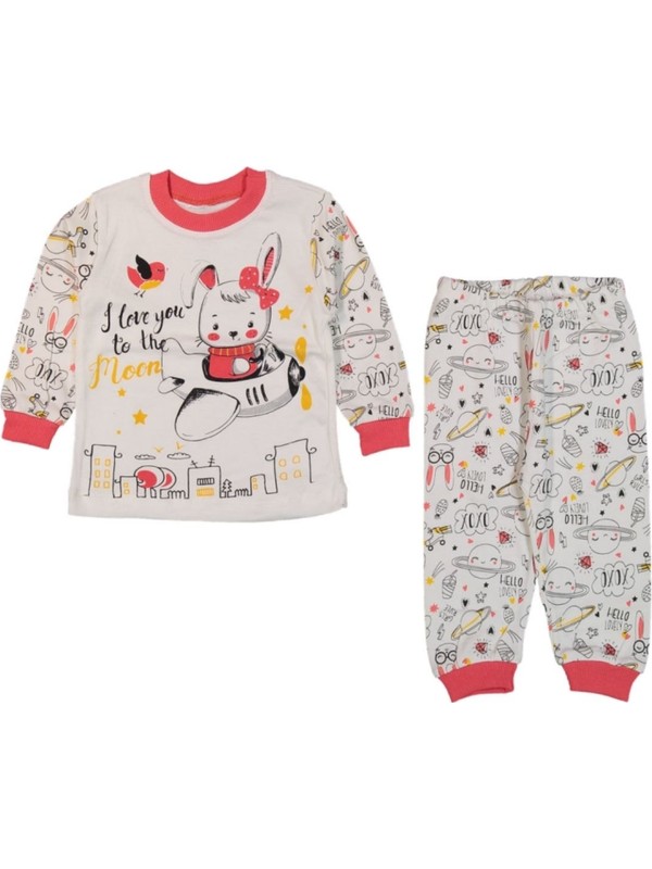 Süper Mini Uçaklı Tavşan Kız Bebek Pijama Takımı 98444 Fiyatı