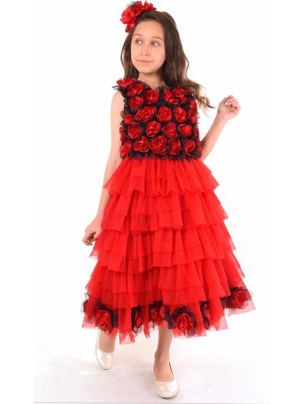 Mialora Couture Kız Çocuk Abiye Elbise Kırmızı