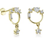 Yapar Jewellery 14 Ayar Altın Damla ve Baget Taşlı Piercing