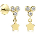 Yapar Jewellery 14 Ayar Altın Yıldız Sallantılı Tria Kulak Piercing