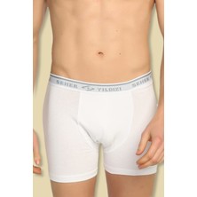 Seher Yıldızı Erkek Beyaz 6'lı Paket Likralı Pamuk Düz Renk Boxer