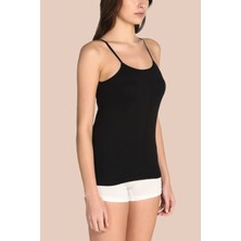 Tutku Kadın Siyah Pamuklu Ribana İp Askılı Atlet 6'lı Paket Rahat ve Nefes Alabilir