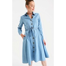 Bigdart 1924 Kuşaklı Kemerli Jean Elbise