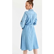 Bigdart 1924 Kuşaklı Kemerli Jean Elbise