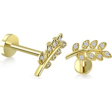 Yapar Jewellery 14 Ayar Altın Dal Motifli Kulak Piercing