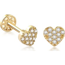 Yapar Jewellery 14 Ayar Altın Taşlı Kalp Tragus Piercing