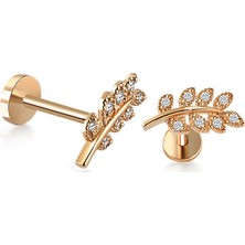 Yapar Jewellery 14 Ayar Altın Taşlı Dal Kulak Piercing