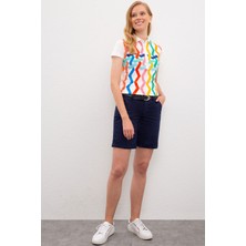 U.S. Polo Assn. Kadın Lacivert Dokuma Bermuda Capri 50218470-VR033