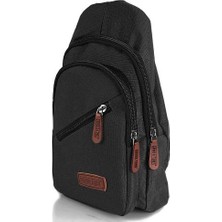 Seventeen Seventeen Minimal Çapraz Askılı 4 Bölmeli Sırt Çantası Siyah 18X30CM