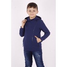 Toontoy Erkek Çocuk Cepli Fermuarlı Asimetrik Kesim Hırka