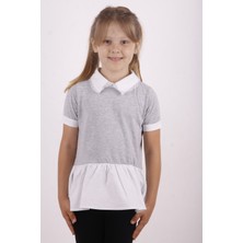 Toontoy Kız Çocuk Gömlek Yaka Dantel Detaylı T-Shirt