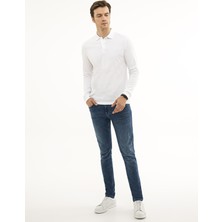 Pierre Cardin Erkek Beyaz Slim Fit Polo Yaka Sweatshirt 50226541-VR013