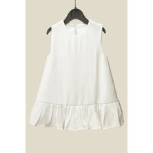 Shecco Babba Beyaz Kız Çocuk Eteği Fırfırlı Astarlı Elbise