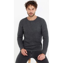 Tarz Cool Antrasit Kalın Petek Örgü Triko Kazak