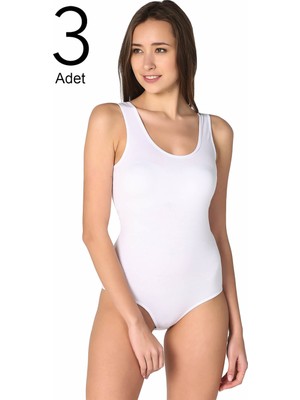 Tutku Kadın Beyaz 3'lü Paket Likralı Body Kancalı Çıtçıtlı Yaka Tipi ile Rahat Kullanım  ELF568T0149CCM3