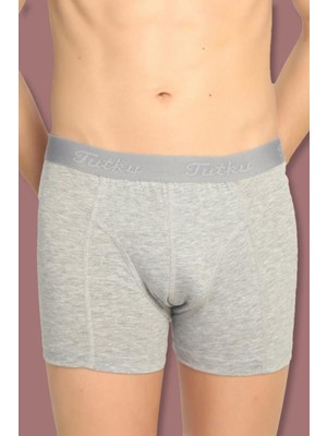 Tutku Erkek Gri 6'lı Paket Elastan Streç Boxer