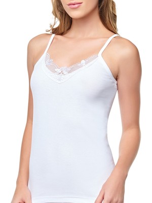 Tutku  Kadın Ribana İp Askılı Güpürlü Atlet 6'lı Paket