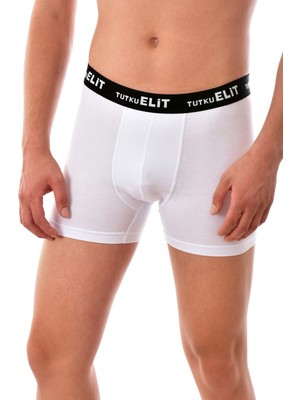 Tutku 6 Adet 1252 Erkek Modal Elasthan Boxer Beyaz