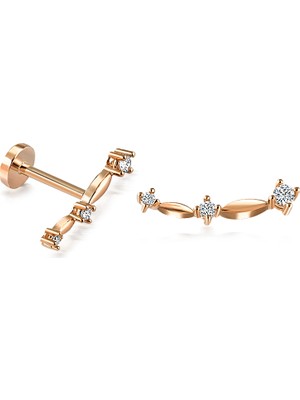 Yapar Jewellery 14 Ayar Altın Düz Tria Kulak Piercing