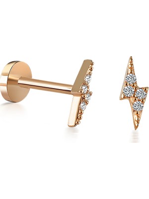 Yapar Jewellery 14 Ayar Altın Taşlı Yıldırım Kulak Piercing