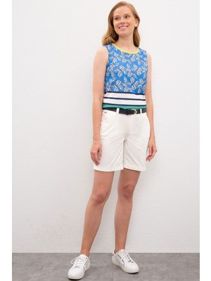 U.S. Polo Assn. Kadın Off White Dokuma Bermuda Capri 50218470-VR184