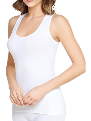 Tutku 6 Adet Kadın 174  Elastan Geniş Askılı Atlet Beyaz